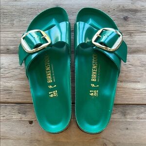 Birkenstock Green Madrid EVA Slide Sandals with Gold Buckles